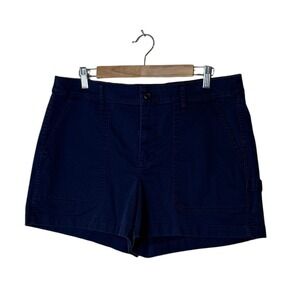 J.Crew Women Shorts Navy Blue 14 Carpenter Utility High Rise Stretch Twill Plus‎